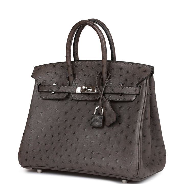 Top quality Hermes Birkin 25 Graphite Ostrich Palladium Hardware
