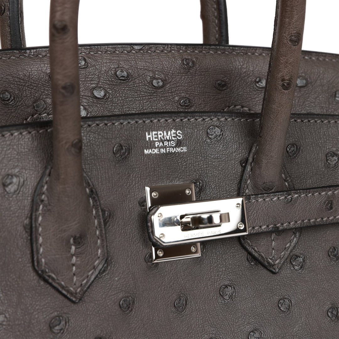 Top quality Hermes Birkin 25 Graphite Ostrich Palladium Hardware
