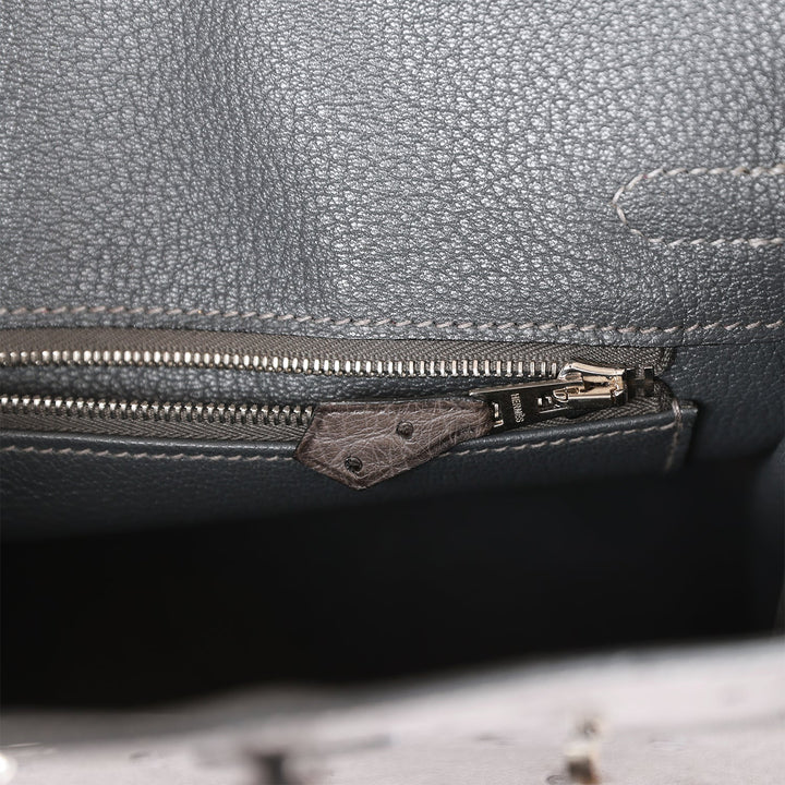 Top quality Hermes Birkin 25 Graphite Ostrich Palladium Hardware
