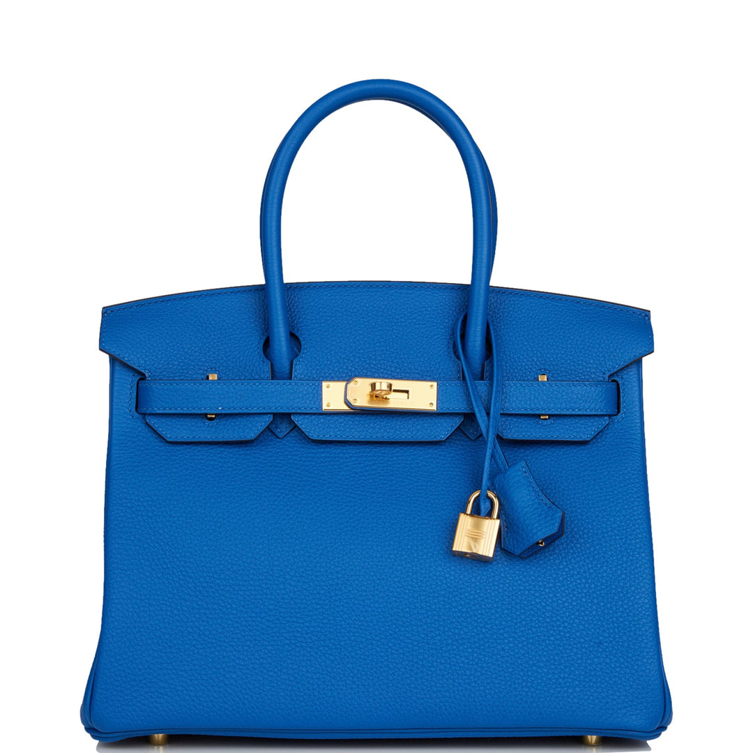 Top quality Hermes Birkin 30 Bleu France Togo Gold Hardware