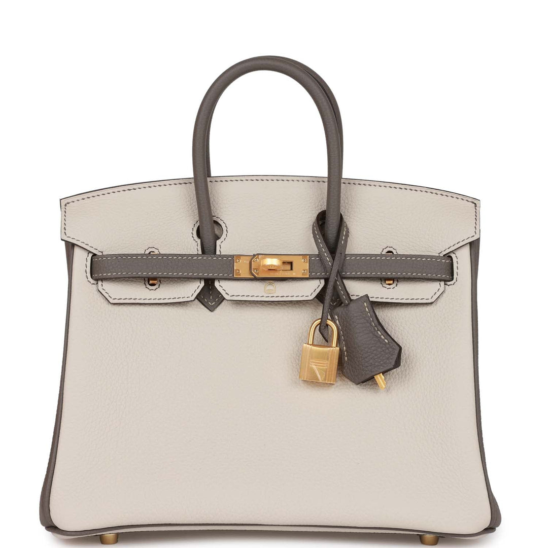 top quality Hermes Special Order (HSS) Birkin 25 Beton and Etain Togo Brushed Gold Hardware