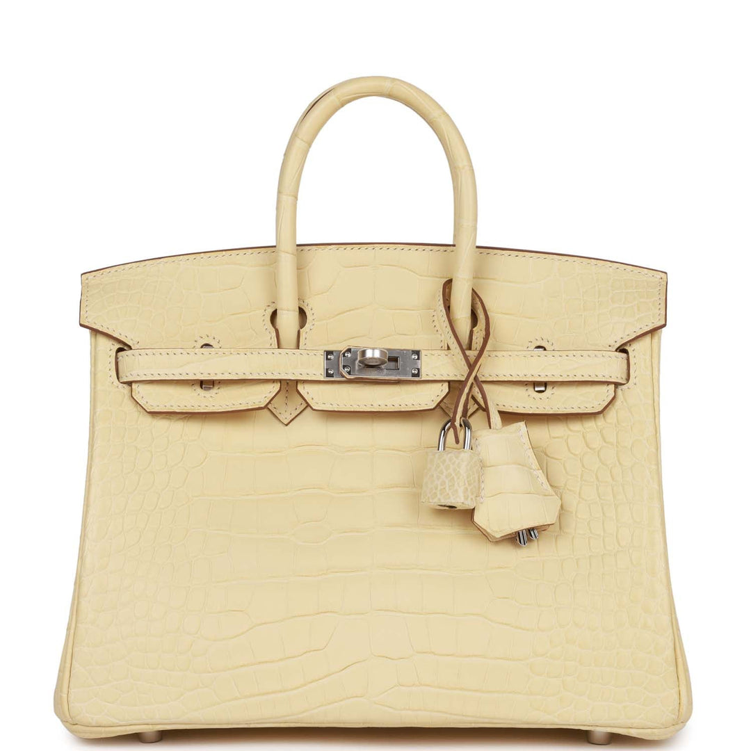 top quality Hermes Birkin 25 Vanille Matte Alligator Palladium Hardware