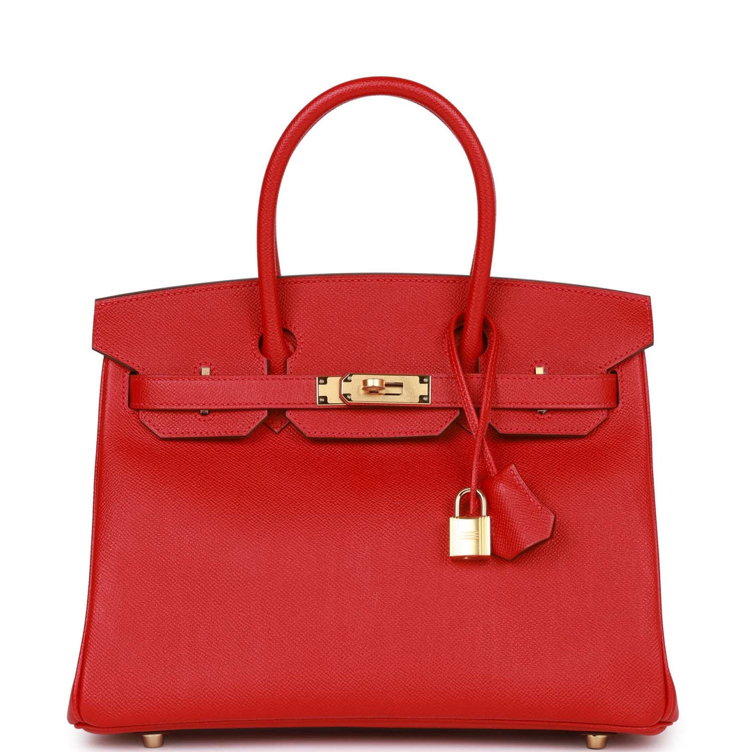 top quality Hermes Birkin 30 Rouge Casaque Epsom Gold Hardware