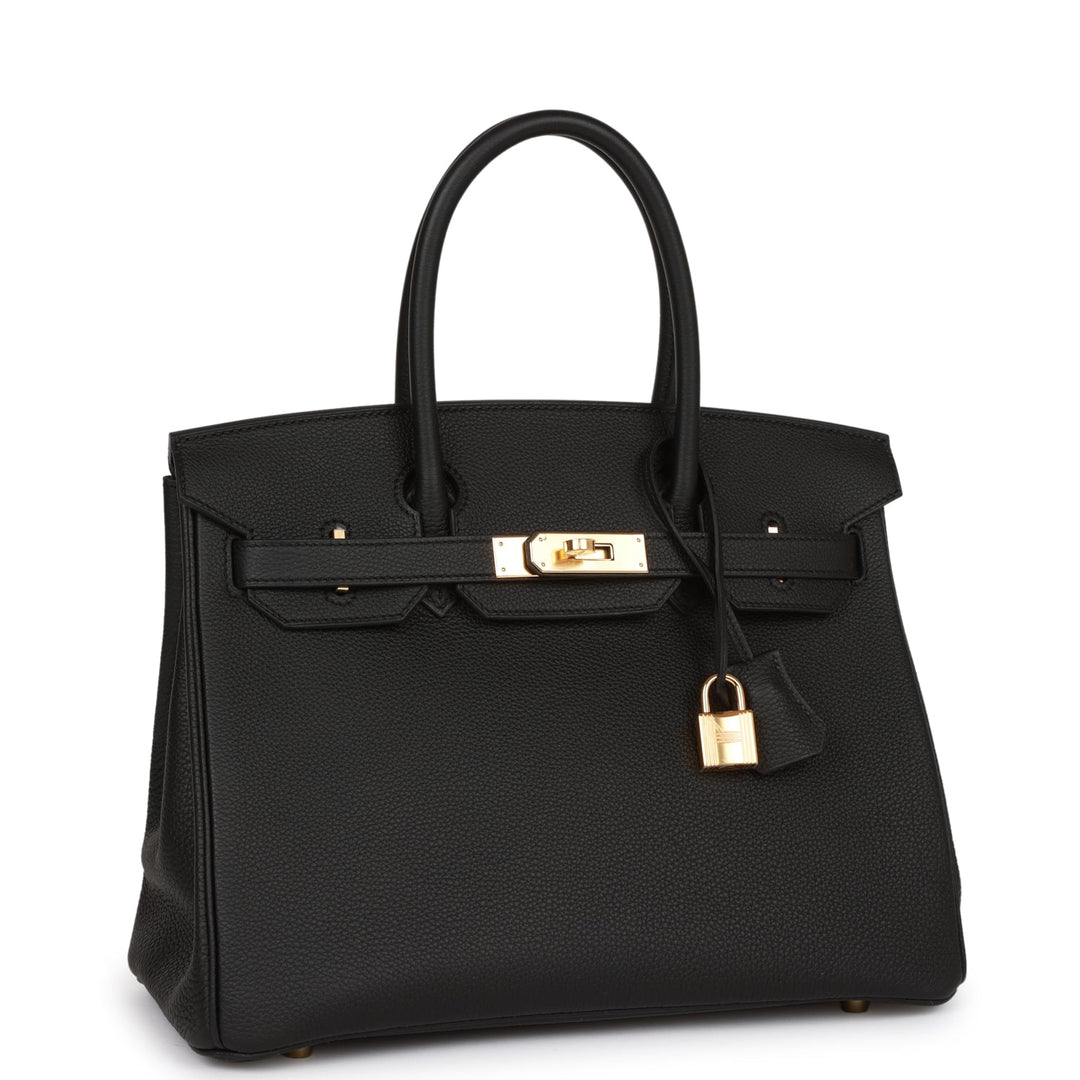 Top quality Hermes Birkin 30 Black Togo Gold Hardware