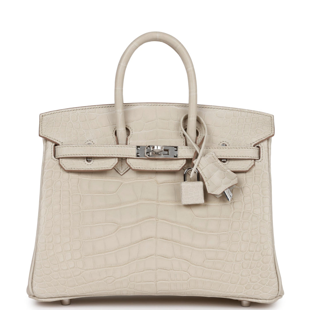 Top quality Hermes Birkin 25 Beton Matte Alligator Palladium Hardware