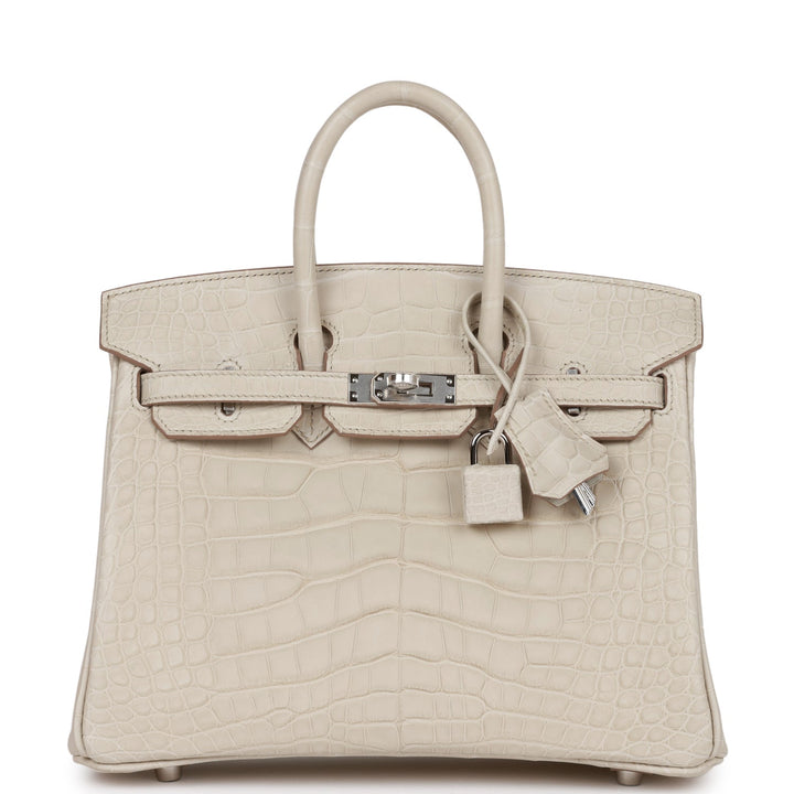 Top quality Hermes Birkin 25 Beton Matte Alligator Palladium Hardware