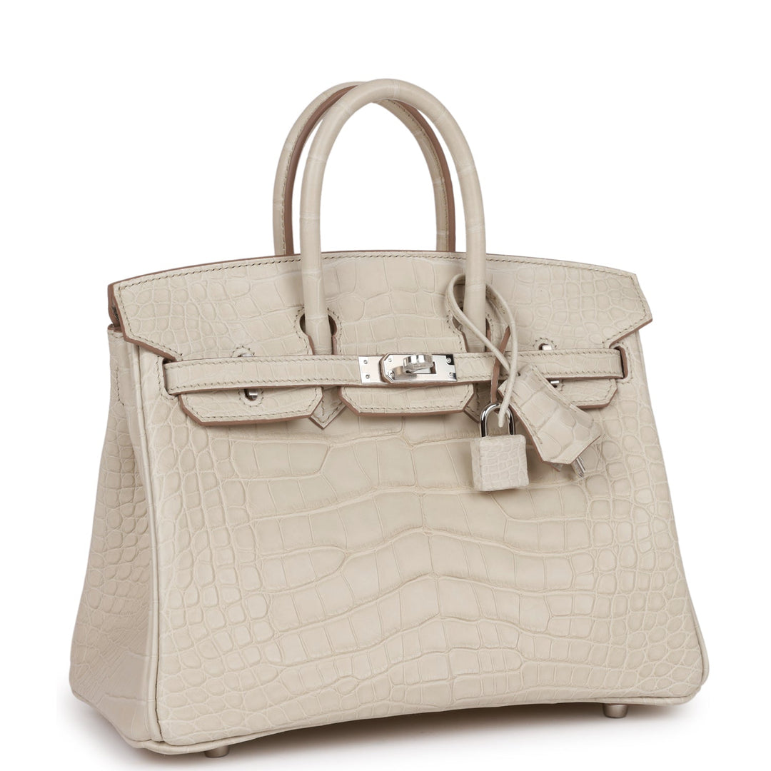 Top quality Hermes Birkin 25 Beton Matte Alligator Palladium Hardware