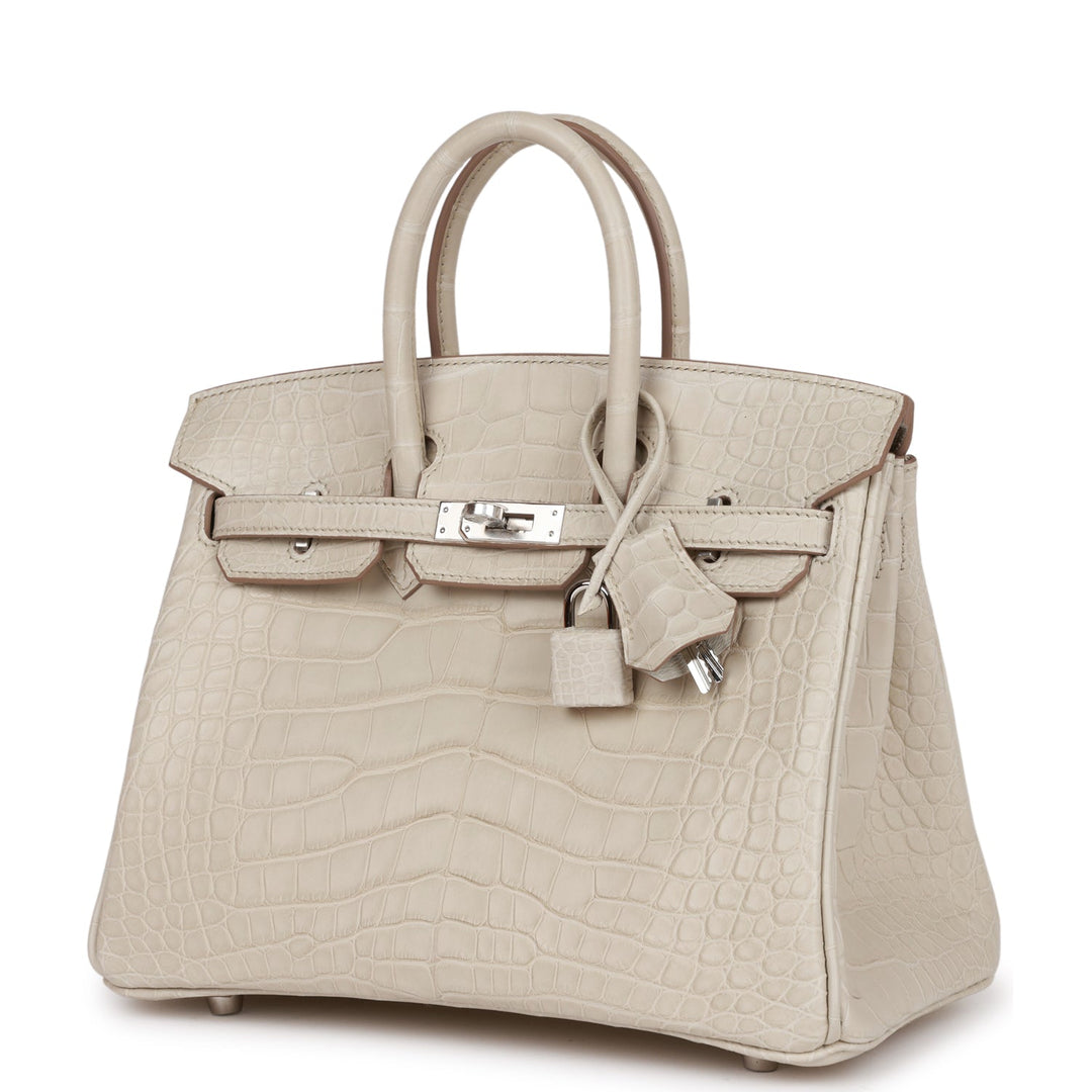 Top quality Hermes Birkin 25 Beton Matte Alligator Palladium Hardware