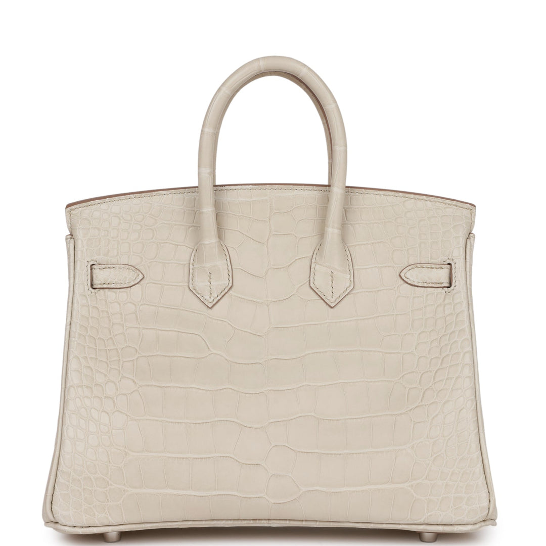 Top quality Hermes Birkin 25 Beton Matte Alligator Palladium Hardware