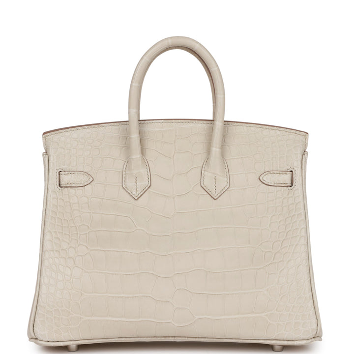 Top quality Hermes Birkin 25 Beton Matte Alligator Palladium Hardware