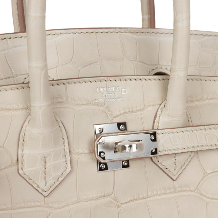 Top quality Hermes Birkin 25 Beton Matte Alligator Palladium Hardware