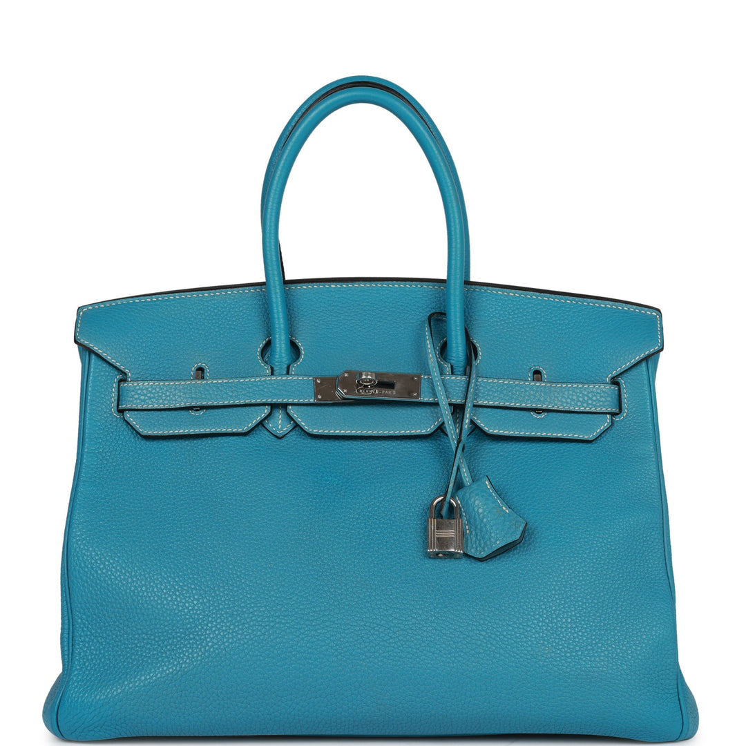 top quality Hermes Birkin 35 Bleu Jean Togo Palladium Hardware
