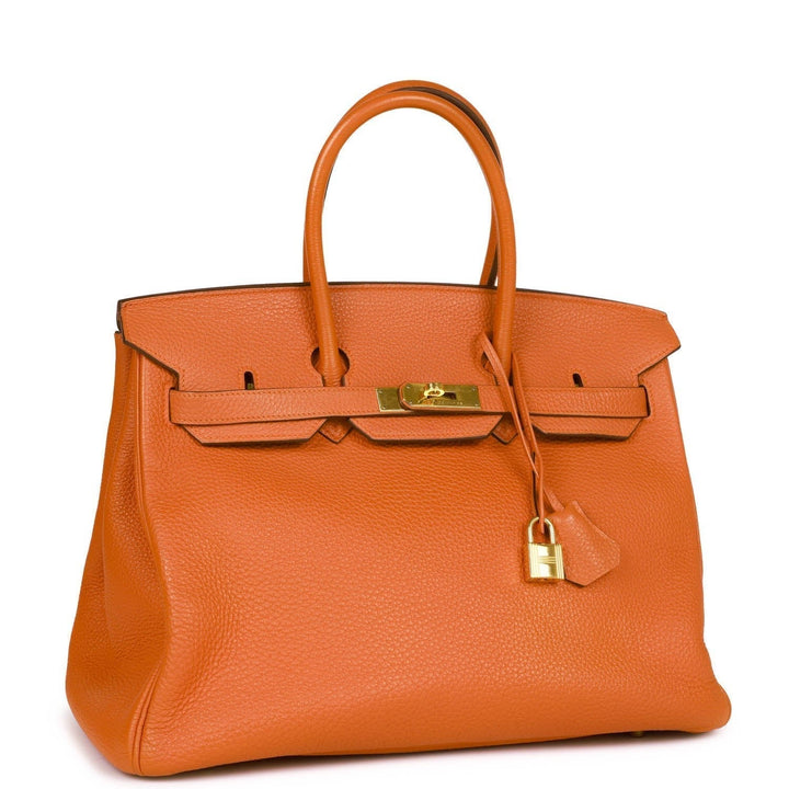 Top quality Hermes Birkin 35 Orange H Togo Gold Hardware