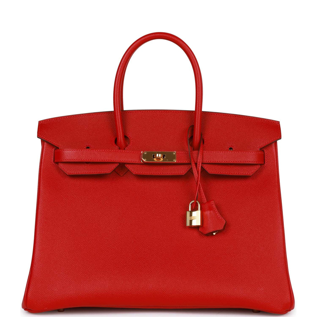 top quality Hermes Birkin 35 Rouge Casaque Epsom Gold Hardware