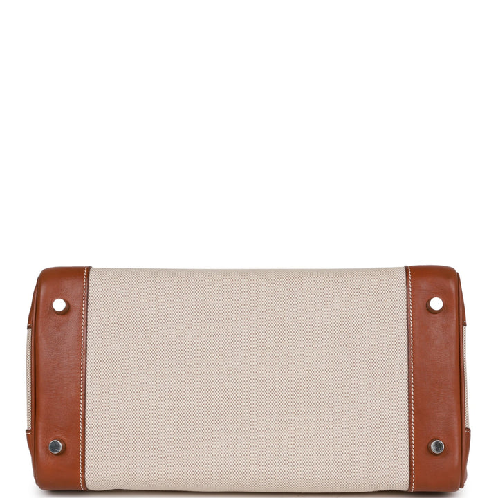 Top quality Hermes HAC Birkin 32 Toile and Barenia Palladium Hardware