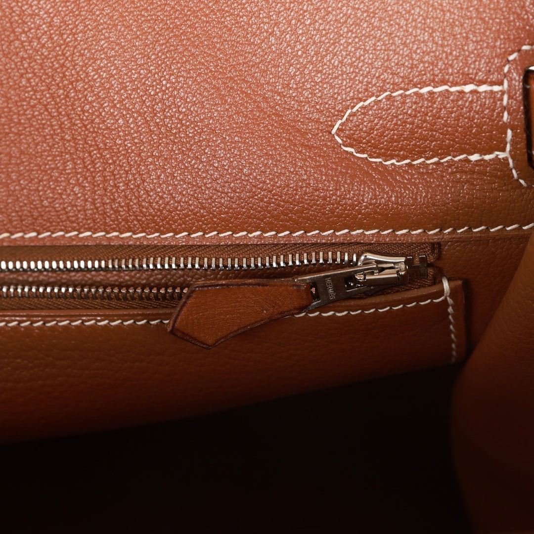 Top quality Hermes HAC Birkin 32 Toile and Barenia Palladium Hardware