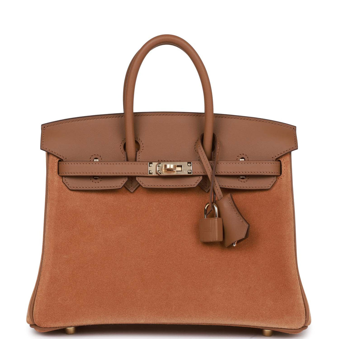 top quality Hermes Birkin 25 Chamois and Alezan Grizzly and Swift Gold Hardware