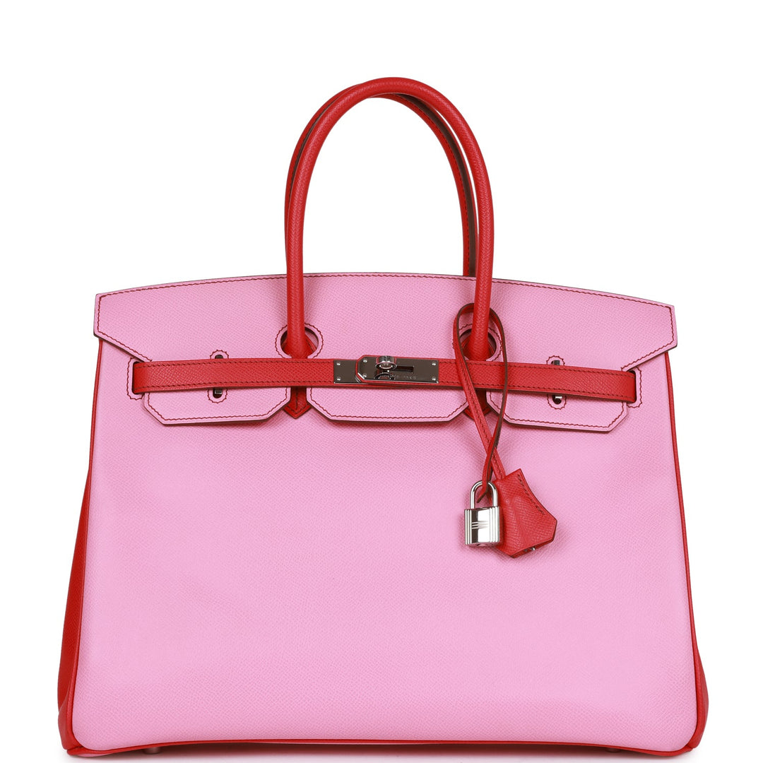 top quality Hermes Special Order (HSS) Birkin 35 Bubblegum and Bougainvillea Epsom Palladium Hardware