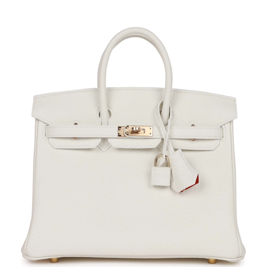 top quality Hermes Special Order (HSS) Birkin 25 White Verso Clemence Permabrass Hardware