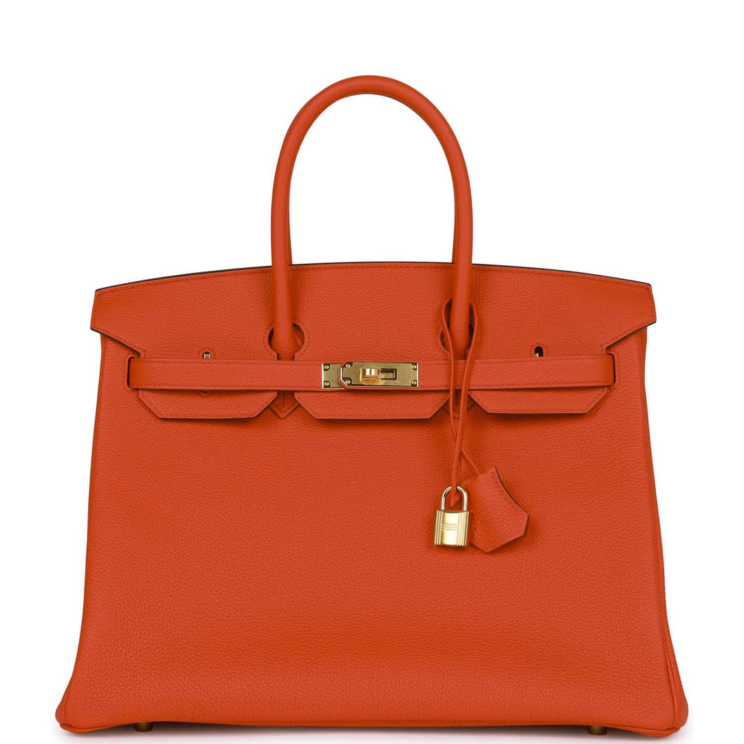 top quality Hermes Special Order (HSS) Birkin 35 Feu Togo Gold Hardware