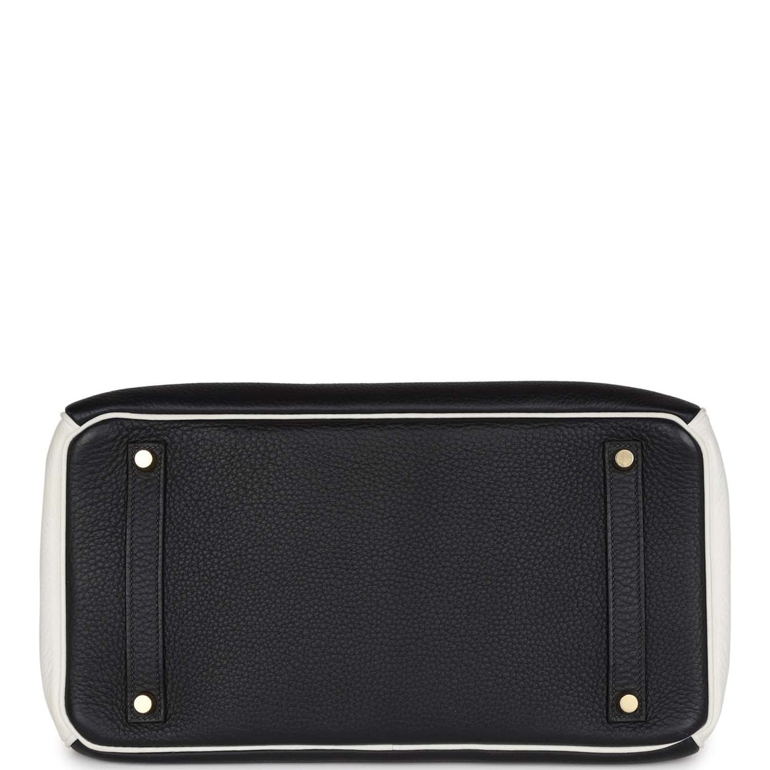 Hermes Special Order (HSS) Birkin 35 Black and White Clemence Gold Hardware