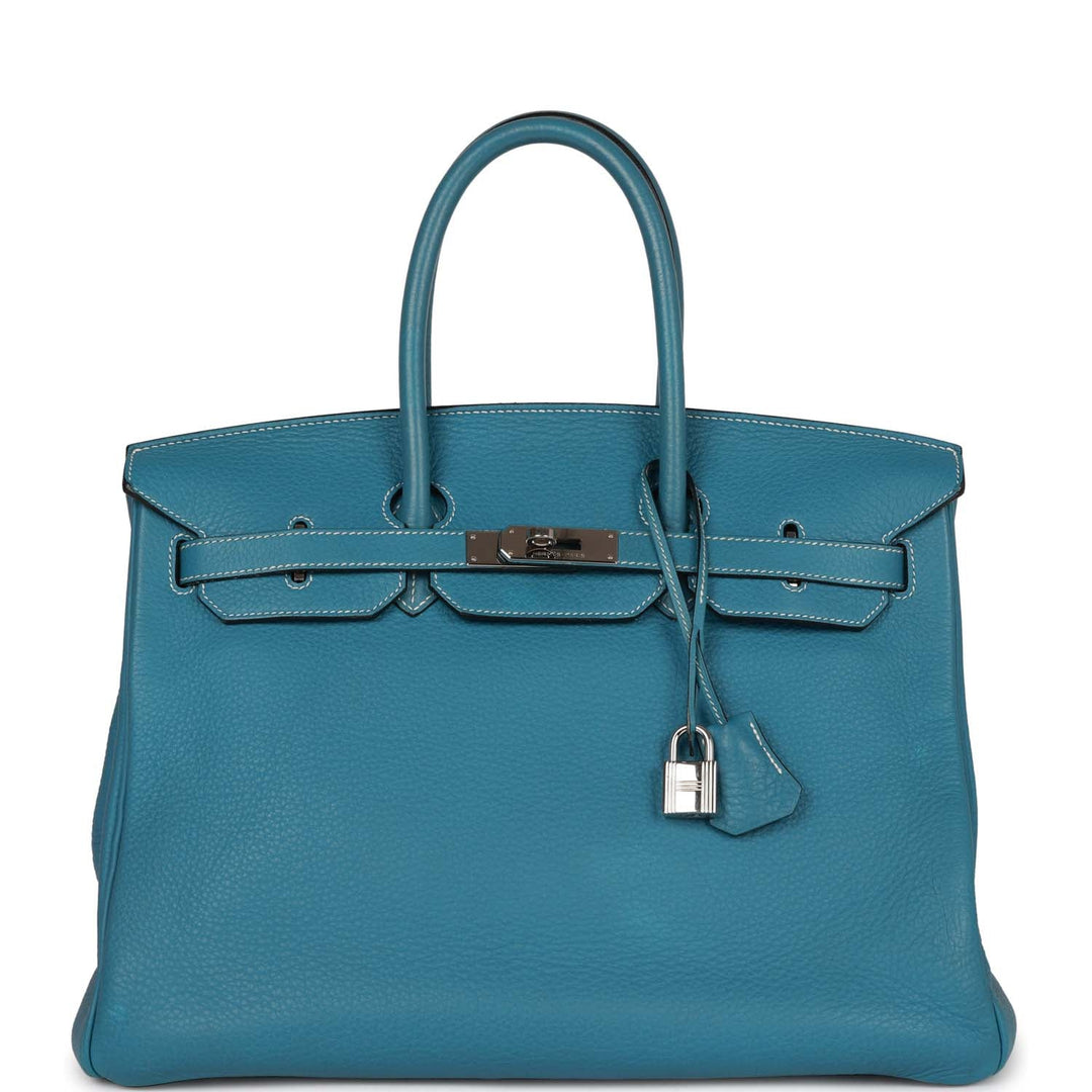 top quality Hermes Birkin 35 Bleu Jean Togo Palladium Hardware