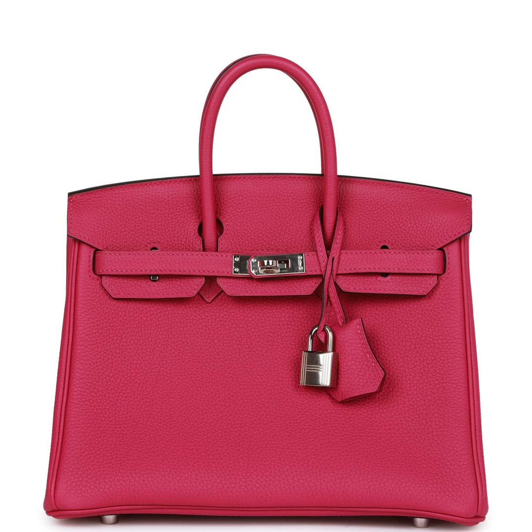 Pre-owned Top quality Hermes Birkin 25 Rose Pourpre Togo Palladium Hardware