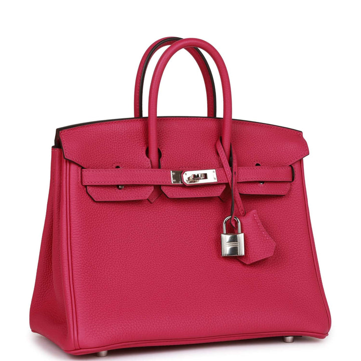 Pre-owned Top quality Hermes Birkin 25 Rose Pourpre Togo Palladium Hardware