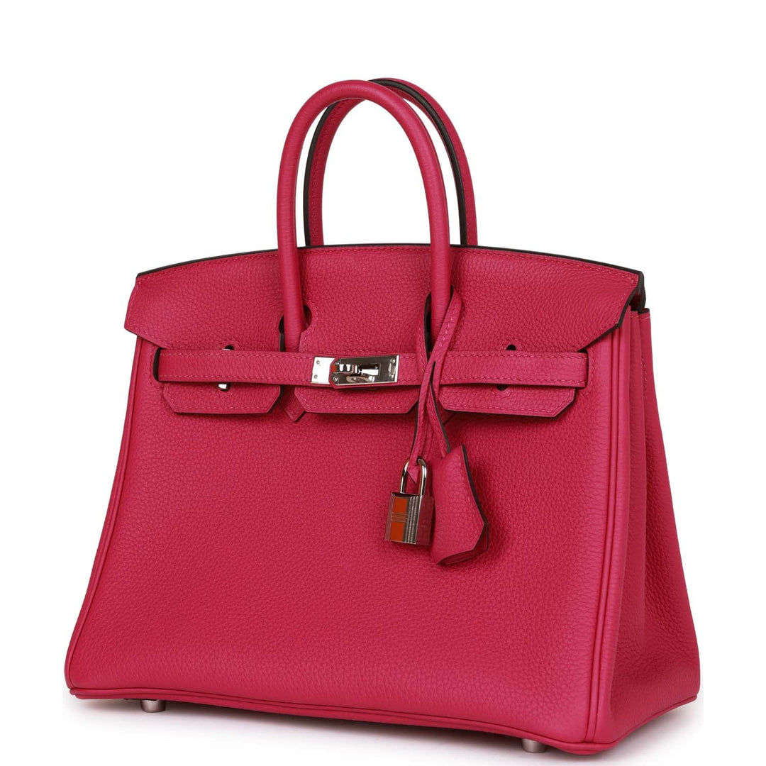 Pre-owned Top quality Hermes Birkin 25 Rose Pourpre Togo Palladium Hardware