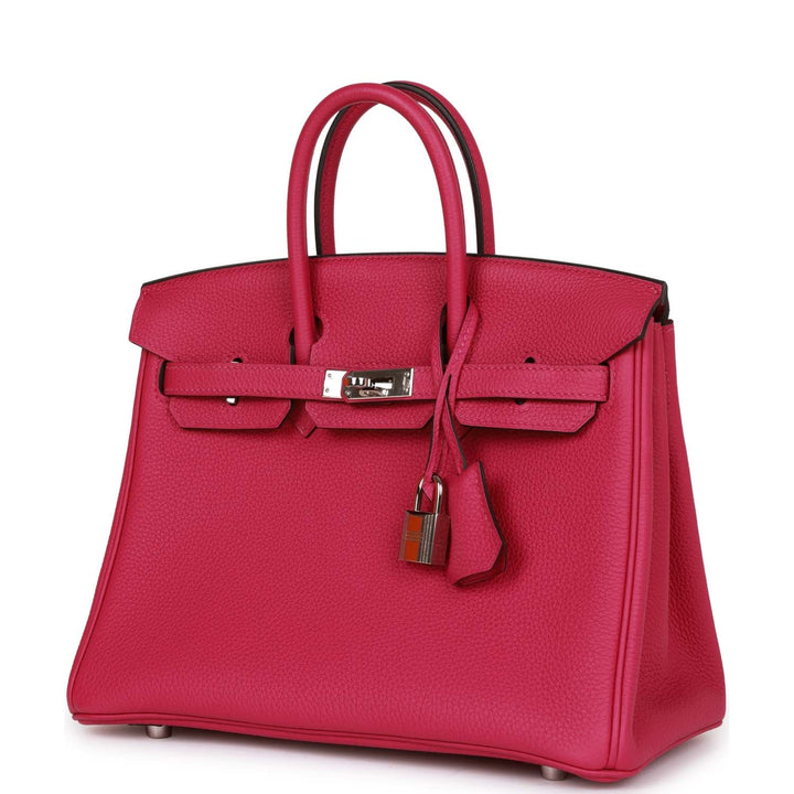 Pre-owned Top quality Hermes Birkin 25 Rose Pourpre Togo Palladium Hardware