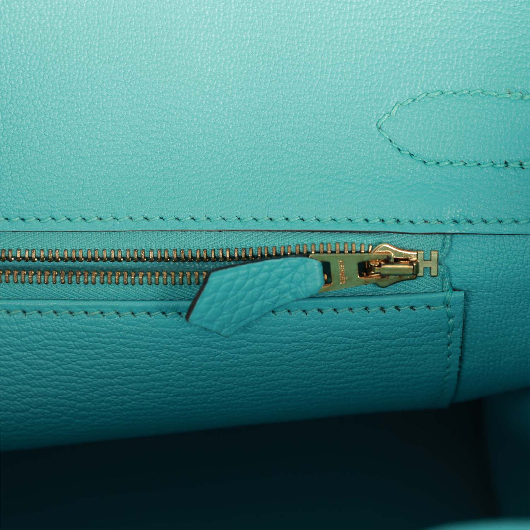 Top quality Hermes Birkin 30 Bleu Atoll Clemence Gold Hardware