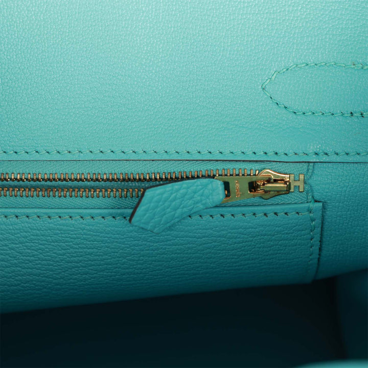 Top quality Hermes Birkin 30 Bleu Atoll Clemence Gold Hardware