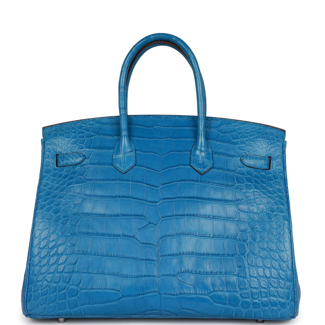 Pre-owned Top quality Hermes Birkin 35 Mykonos Matte Alligator Palladium Hardware
