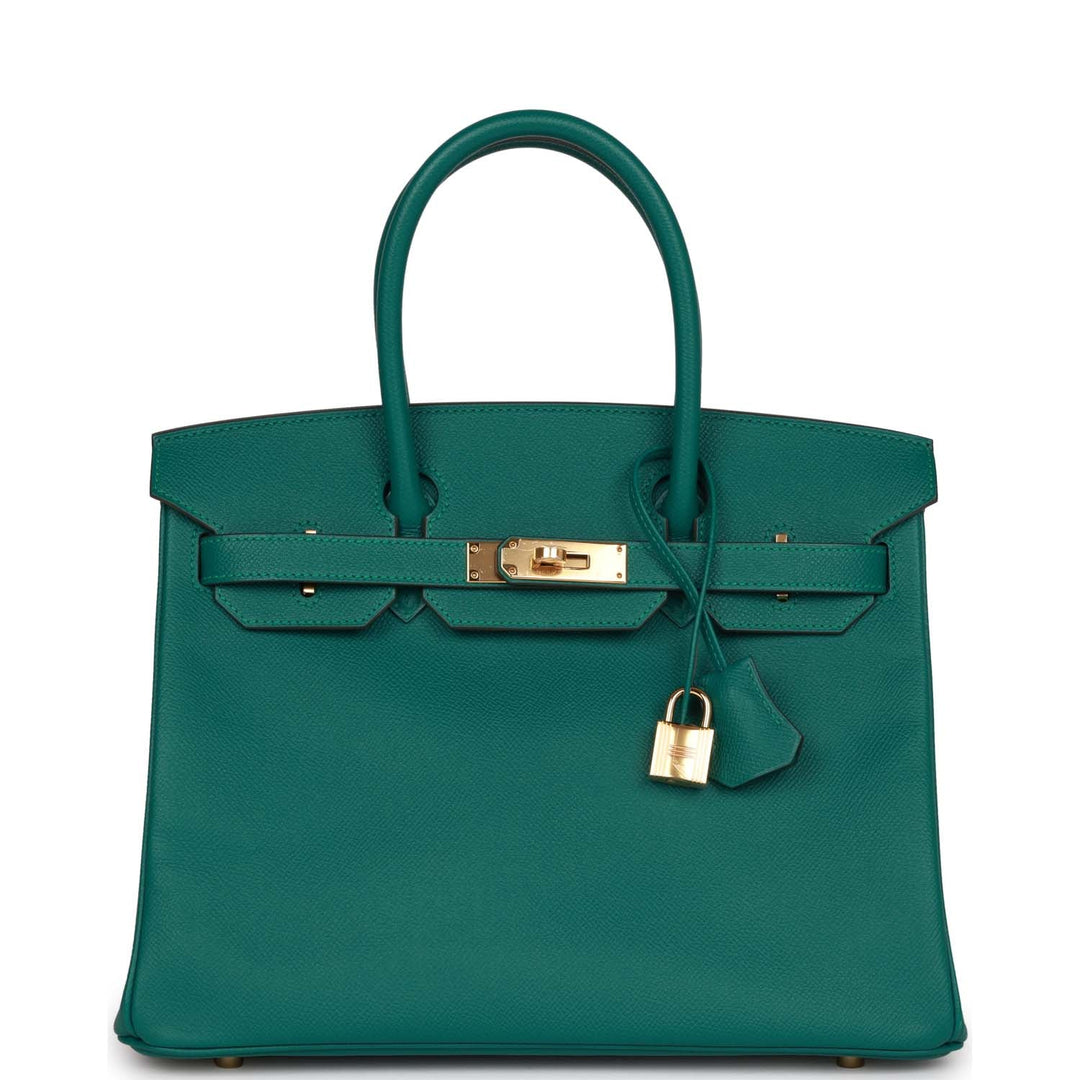 top quality Hermes Birkin 30 Malachite Epsom Gold Hardware