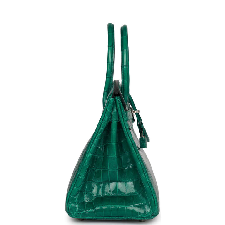 Top quality Hermes Birkin 30 Emerald Shiny Niloticus Crocodile Palladium Hardware