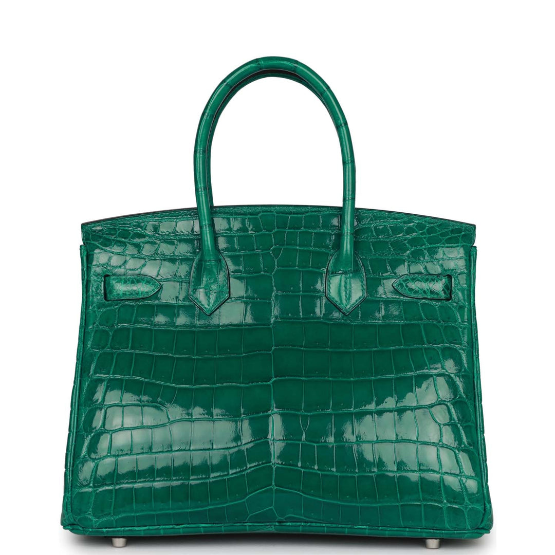 Top quality Hermes Birkin 30 Emerald Shiny Niloticus Crocodile Palladium Hardware