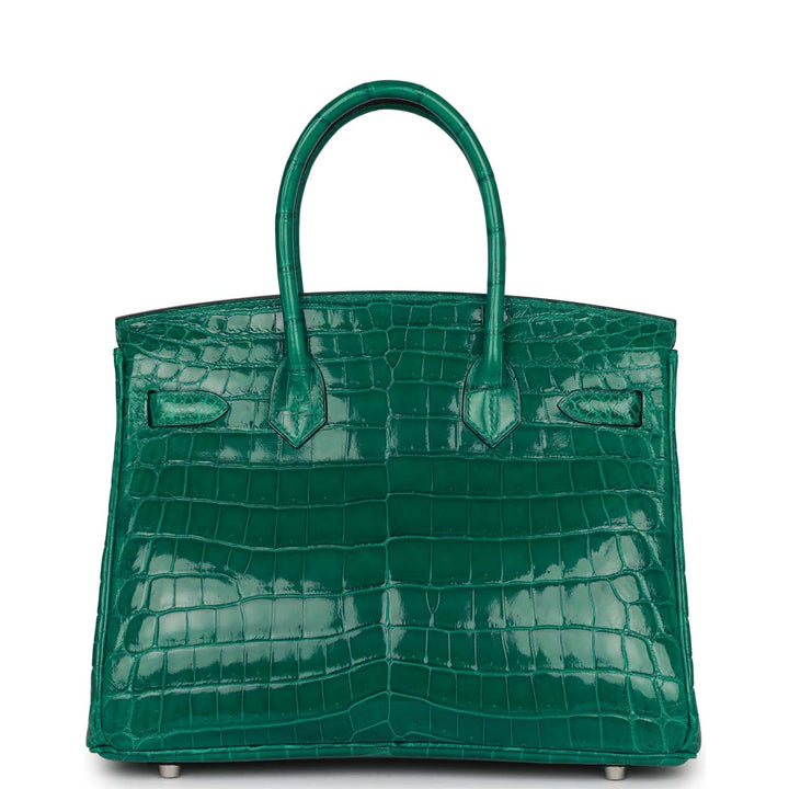 Top quality Hermes Birkin 30 Emerald Shiny Niloticus Crocodile Palladium Hardware