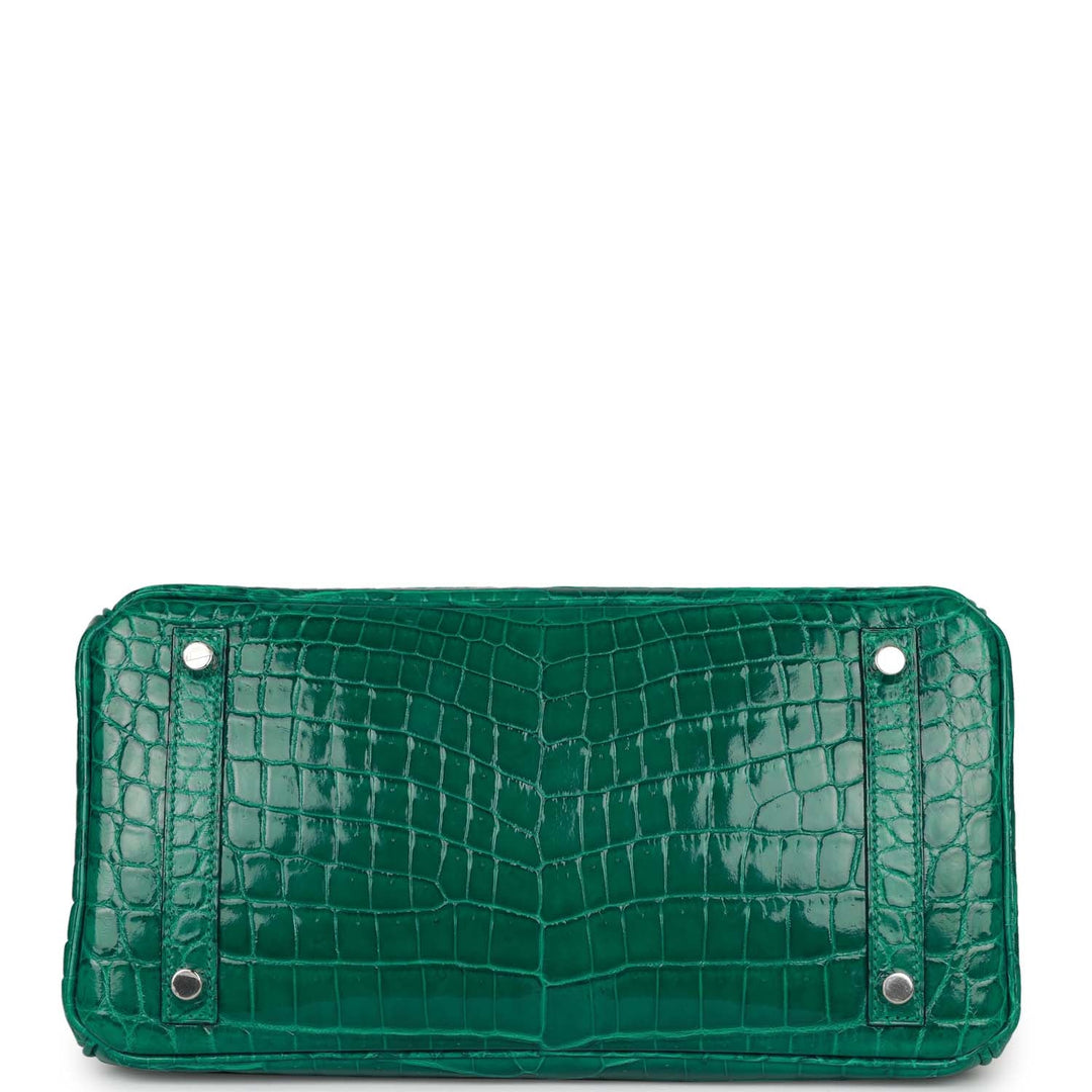Top quality Hermes Birkin 30 Emerald Shiny Niloticus Crocodile Palladium Hardware
