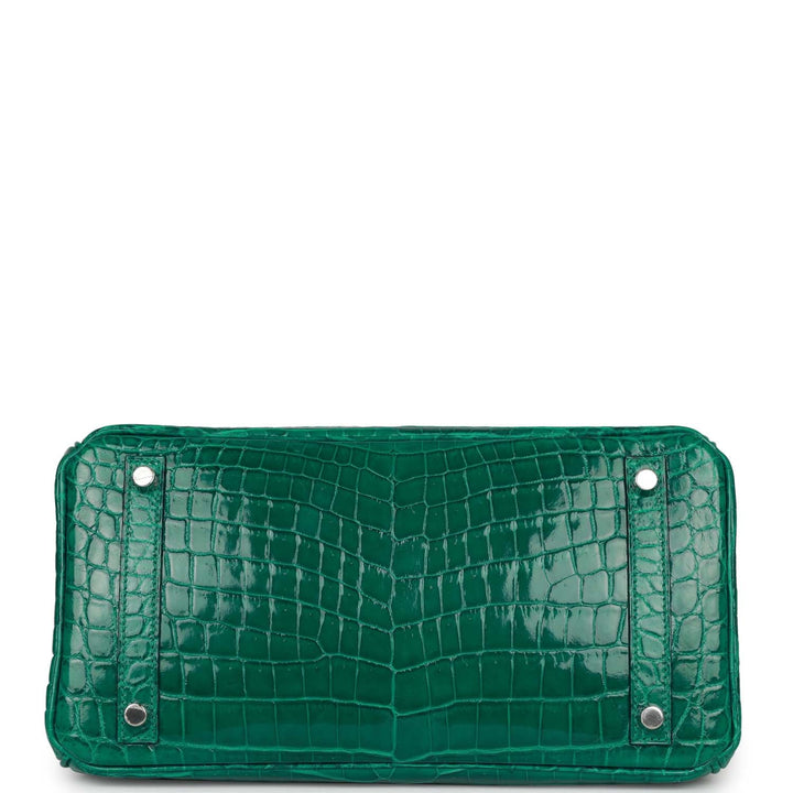 Top quality Hermes Birkin 30 Emerald Shiny Niloticus Crocodile Palladium Hardware
