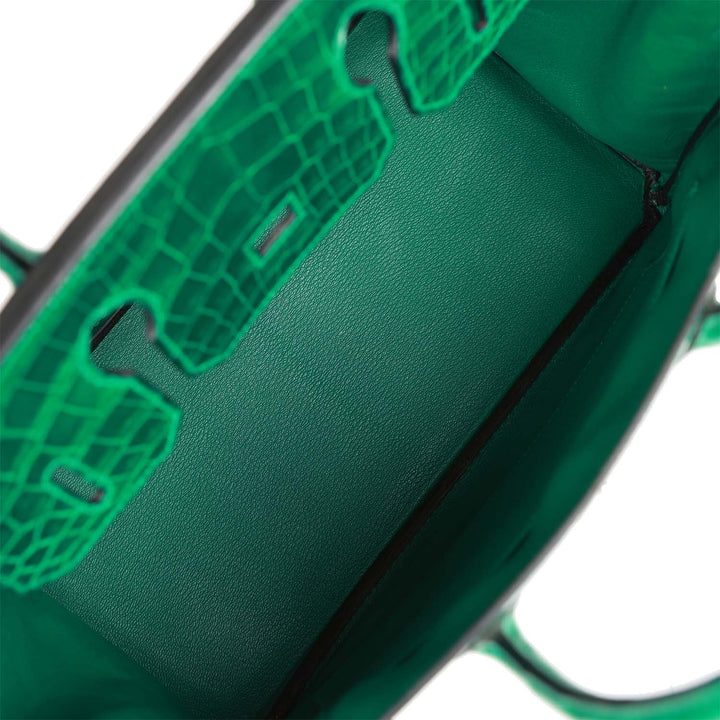Top quality Hermes Birkin 30 Emerald Shiny Niloticus Crocodile Palladium Hardware