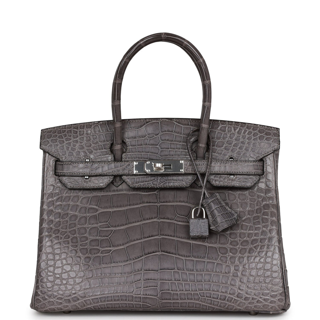 top quality Hermes Birkin 30 Gris Paris Matte Alligator Palladium Hardware