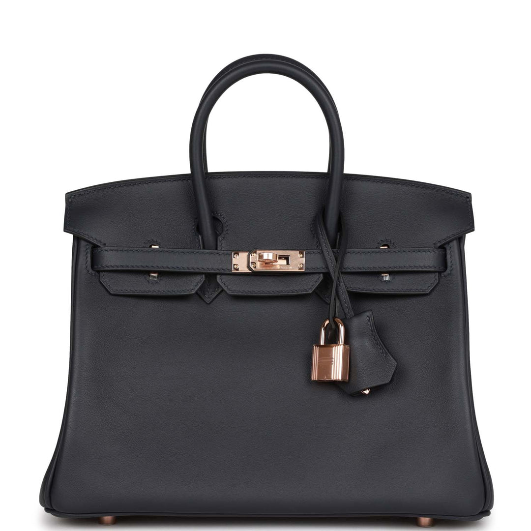 top quality Hermes Birkin 25 Caban Swift Rose Gold Hardware