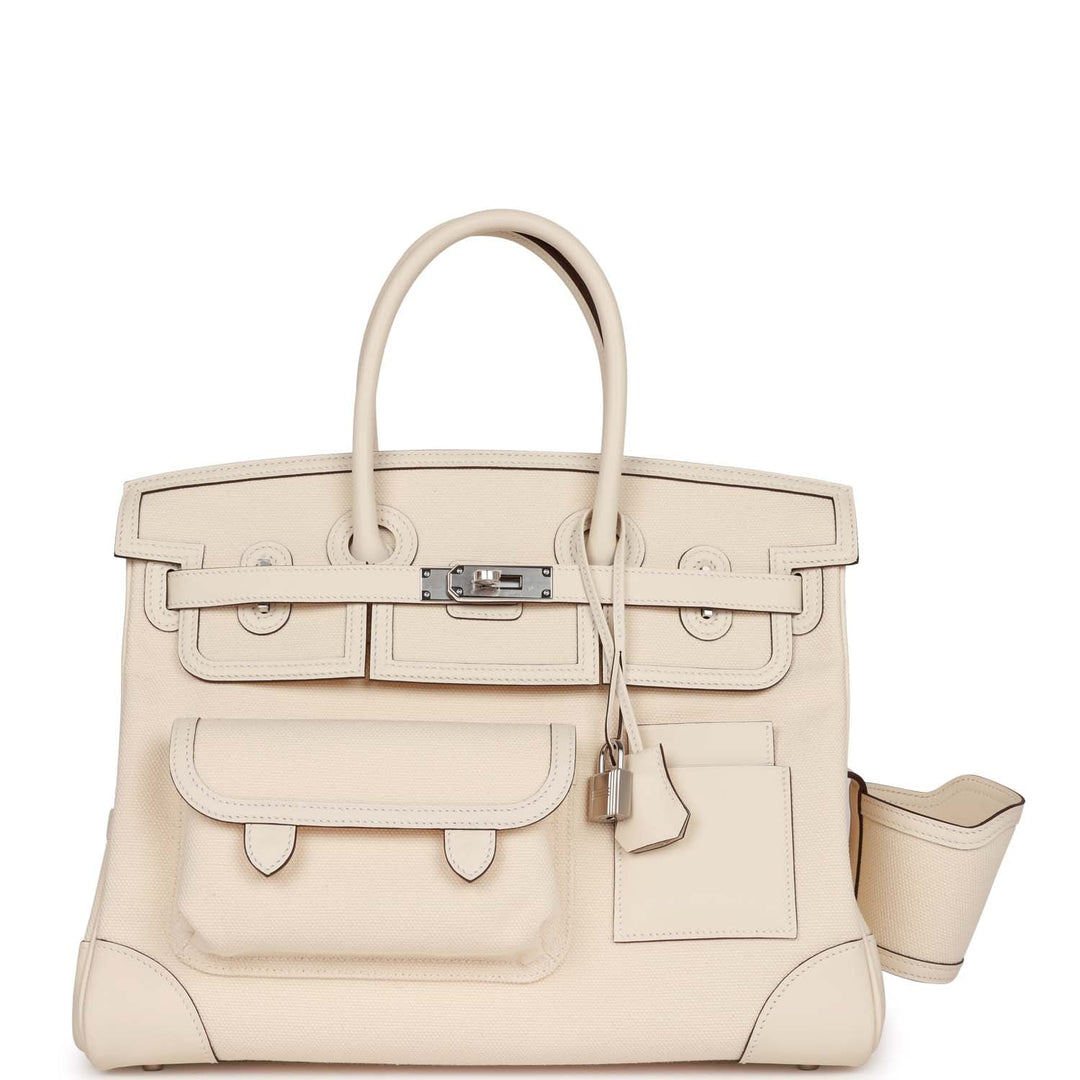 top quality Hermes Birkin Cargo 35 Nata Toile and Swift Palladium Hardware