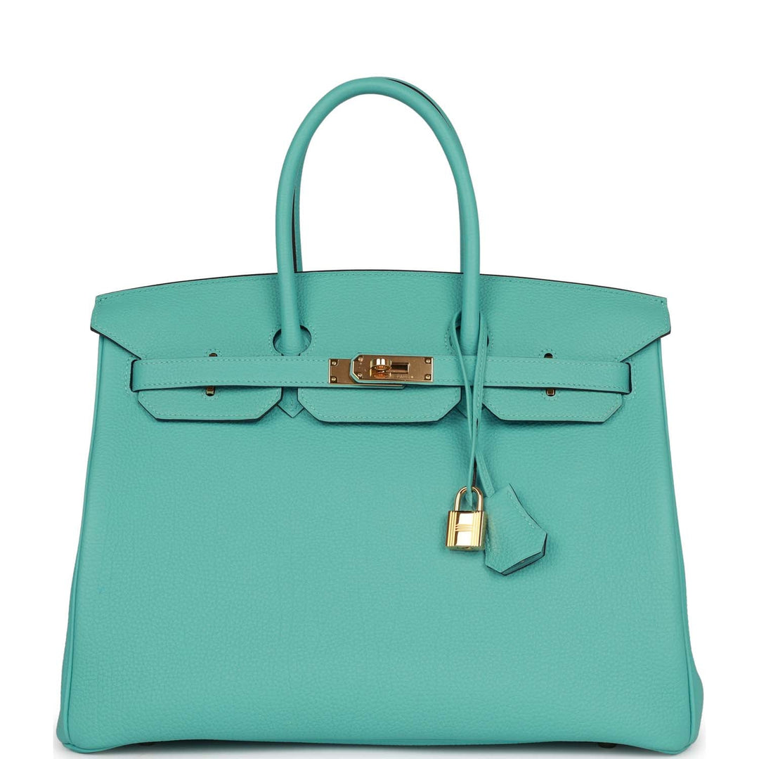 Top quality Hermes Birkin 35 Bleu Atoll Togo Gold Hardware