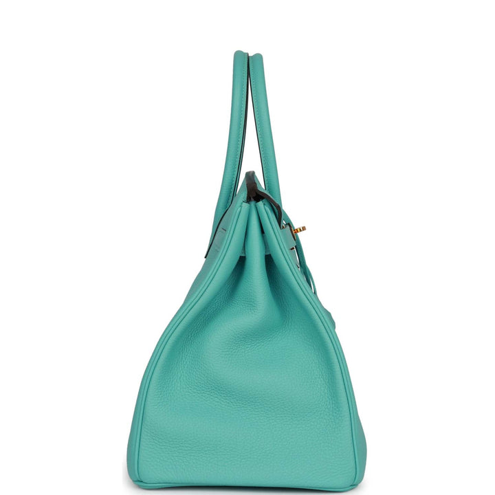 Top quality Hermes Birkin 35 Bleu Atoll Togo Gold Hardware