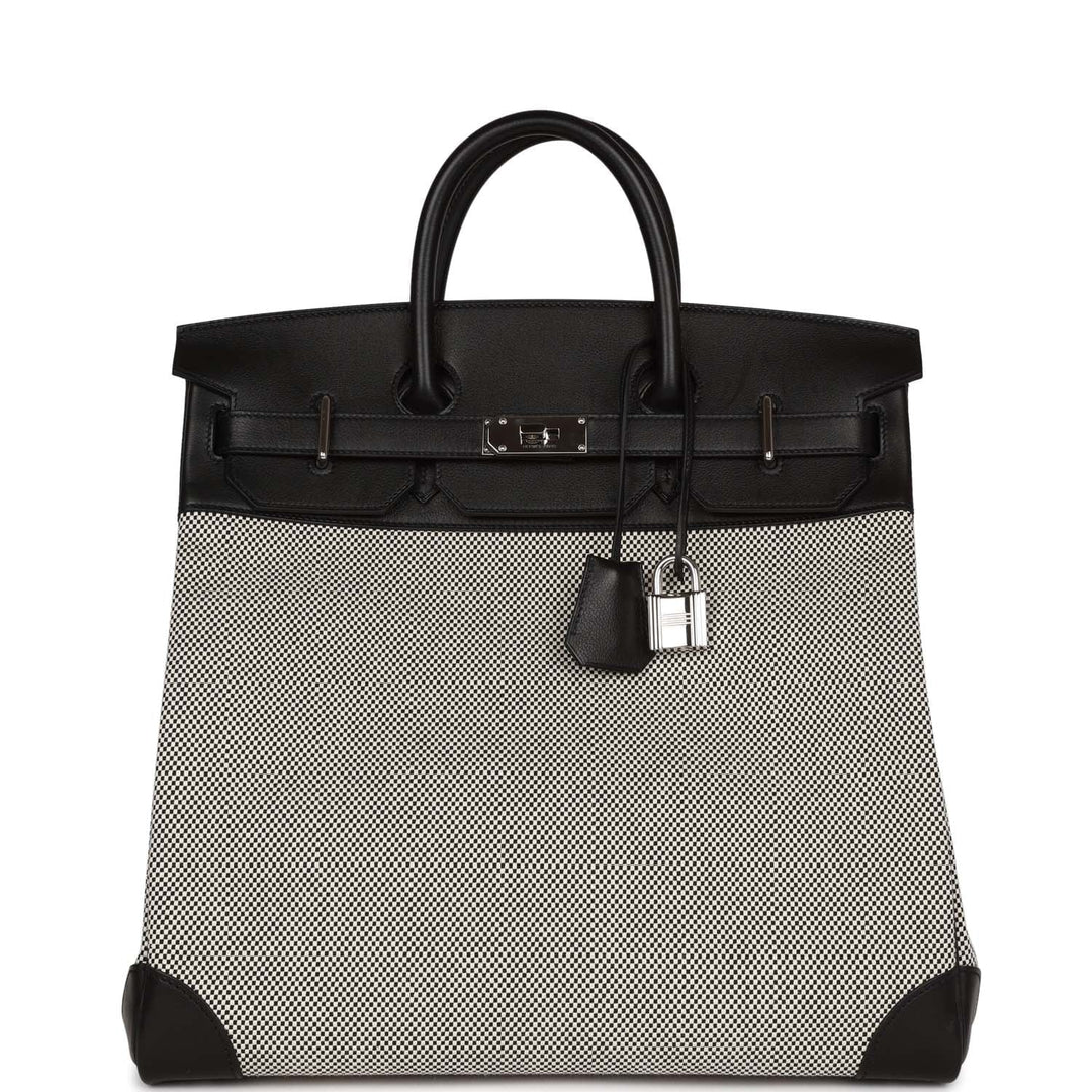 top quality Hermes Birkin 40 HAC Black Evercolor and Toile Palladium Hardware