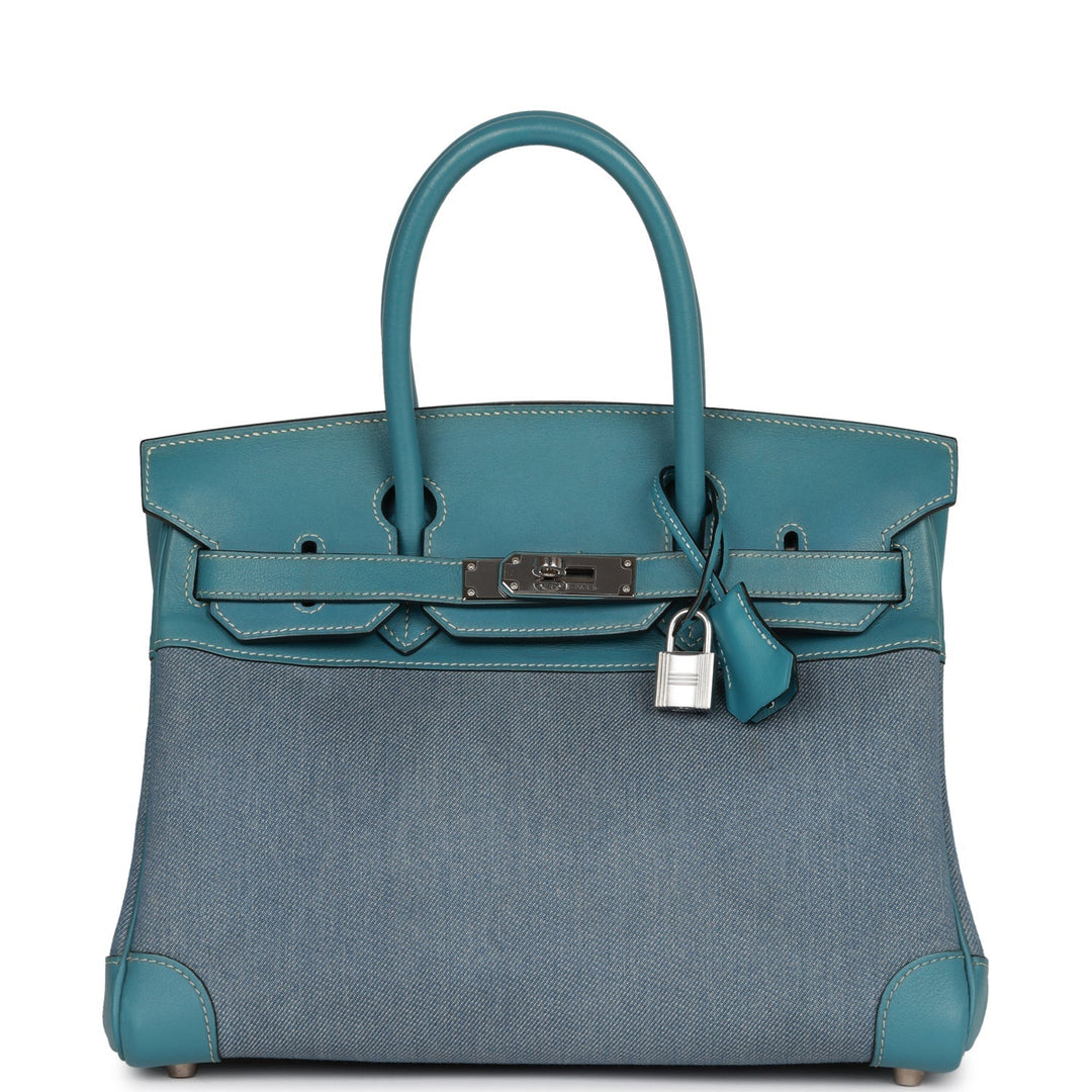top quality Hermes Birkin 30 Denim and Blue Jean Gulliver Palladium Hardware