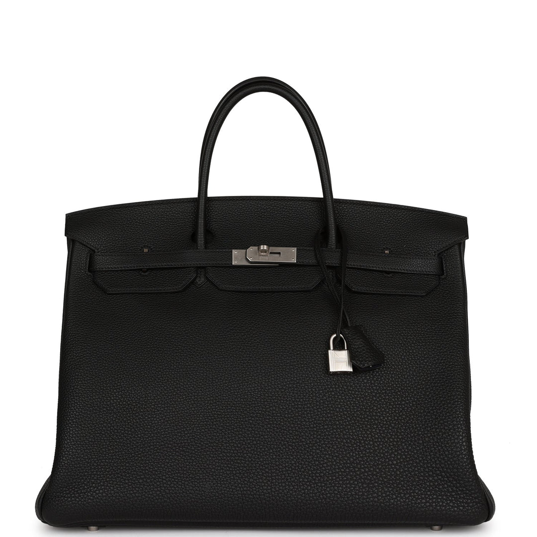 Premium Handmade Hermes Horseshoe Stamp (HSS) Birkin 40 Black Verso Clemence Brushed Palladium Hardware