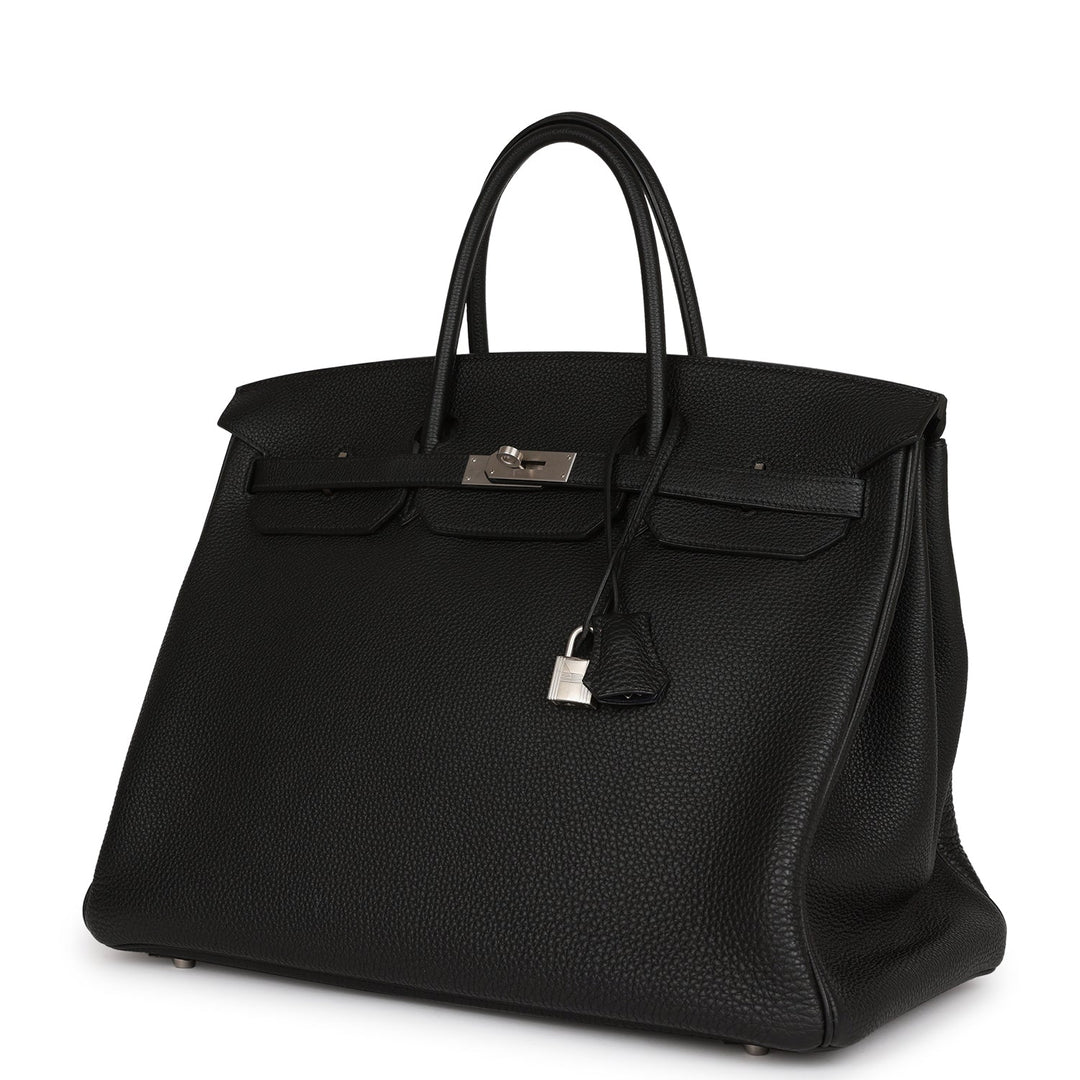 Premium Handmade Hermes Horseshoe Stamp (HSS) Birkin 40 Black Verso Clemence Brushed Palladium Hardware