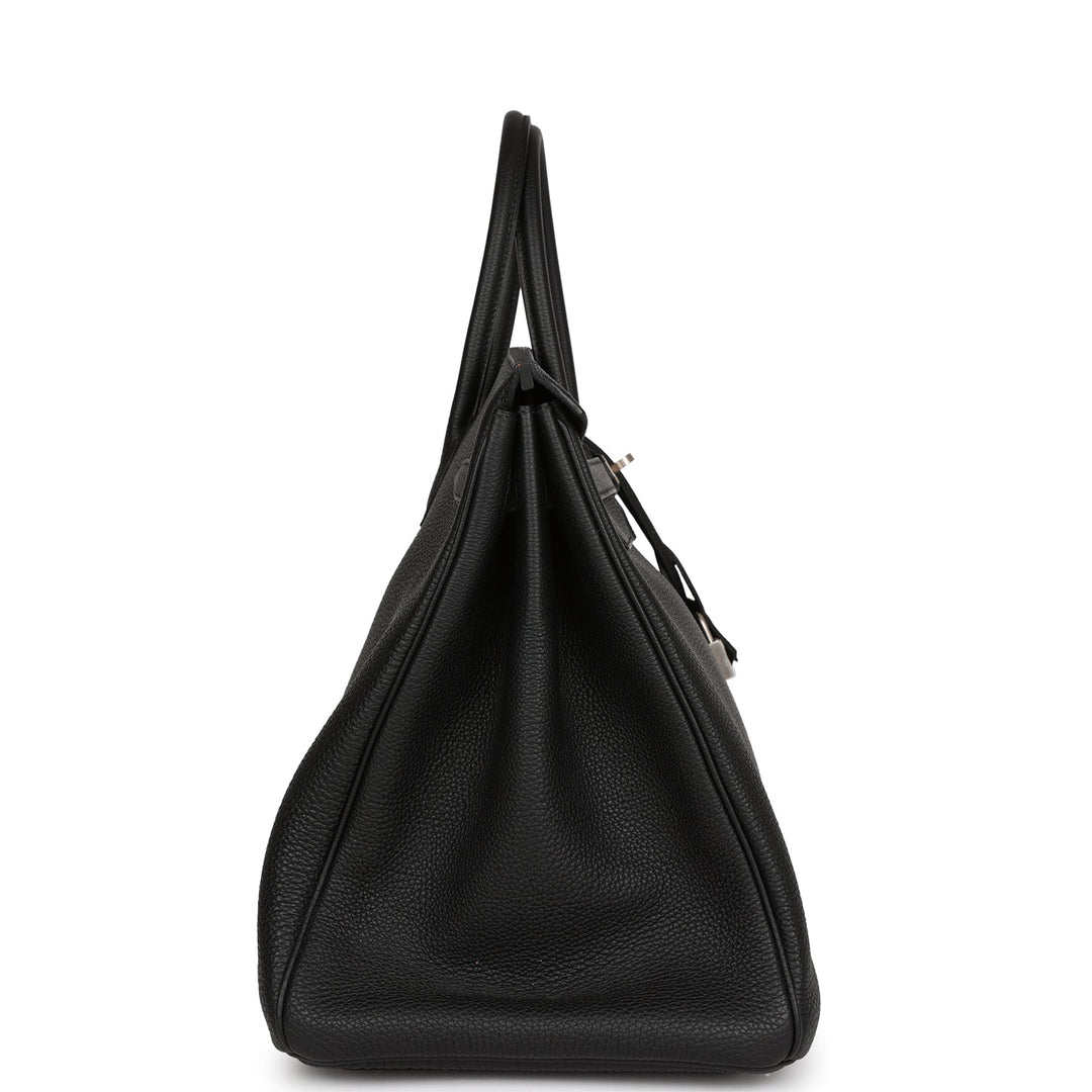 Premium Handmade Hermes Horseshoe Stamp (HSS) Birkin 40 Black Verso Clemence Brushed Palladium Hardware